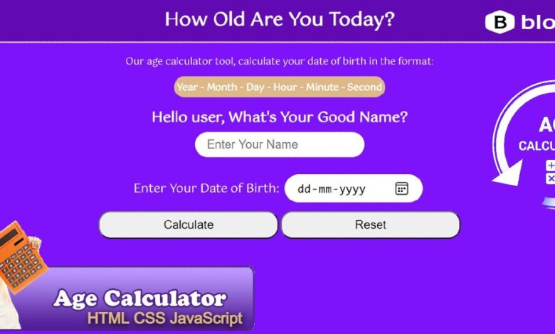How to create Age calculator Using HTML CSS Javascript