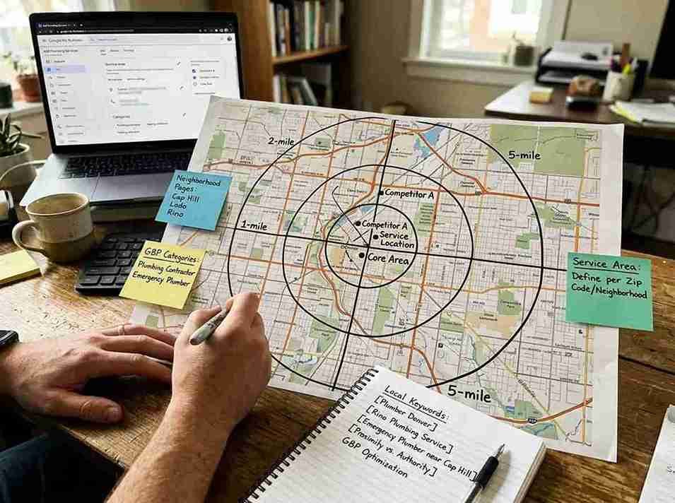 Example mapping plumbing service keywords to relevant website