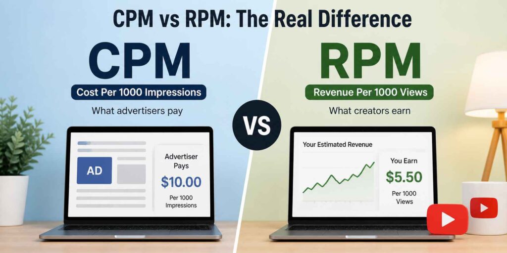 How Much YouTube Pays Per 1000 Views: CPM vs RPM The Real Difference