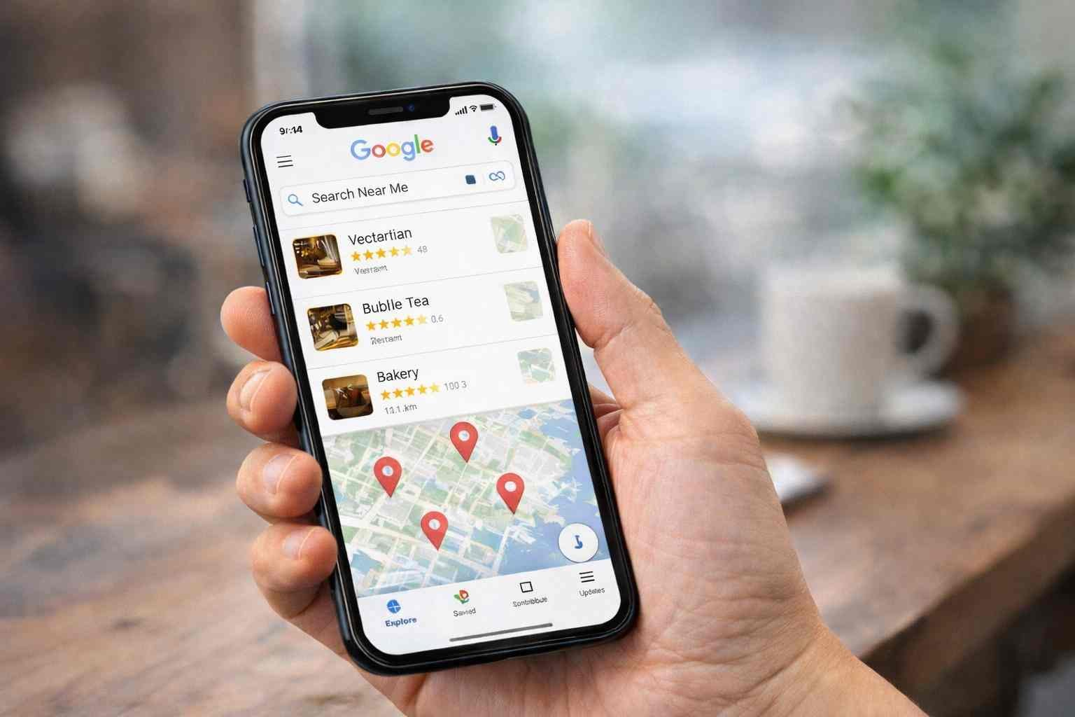 Illustration representing local businesses on a map